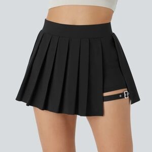 HALARA Black Skater Mini Skirt with Cut Out